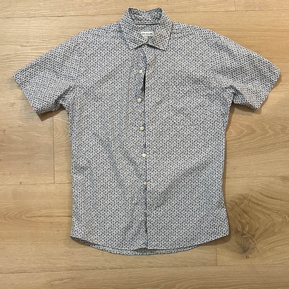 Peter Millar Navy and White Geometric Shirt